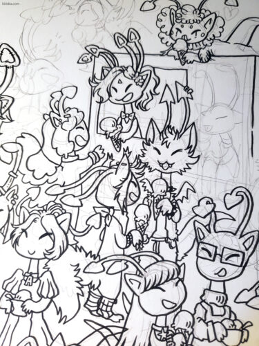 In progress inks from first page of aishas